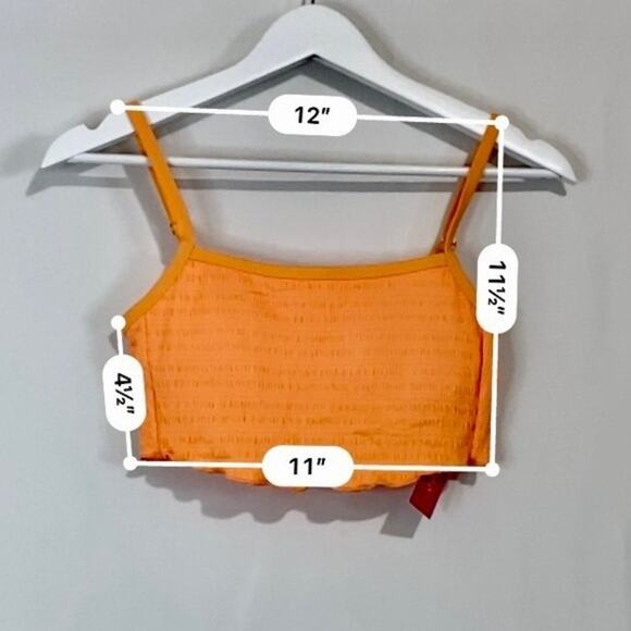 Xhilaration Women’s Ruffle Texture Bikini Swim Top Neon Orange NWT Swimming Trip - Picture 6 of 6